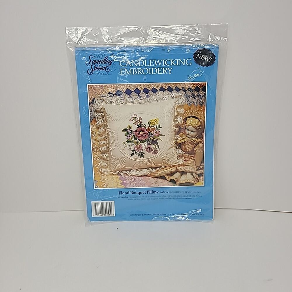 Candamar Designs Candlewicking Embroidery Kit Floral Bouquet Pillow 14x14 #80245